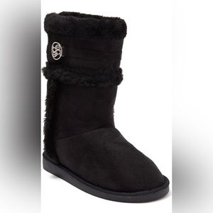 Bebe Tall Faux Fur Embellished Boot NWT- 
GIRLS 
Color: Black 
Size: kids 3